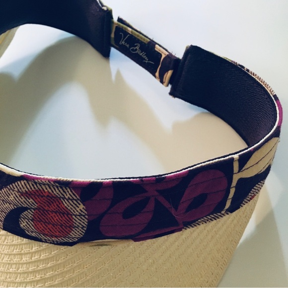 Vera Bradley Retired Plum Crazy Straw Visor Adjustable Sun Hat - Picture 6 of 15